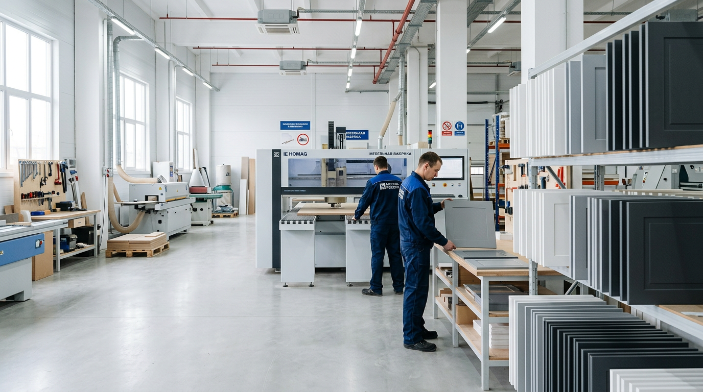 Производственный цех крашеных фасадов из МДФ МУРАШОВ МЕБЕЛЬ Армавир